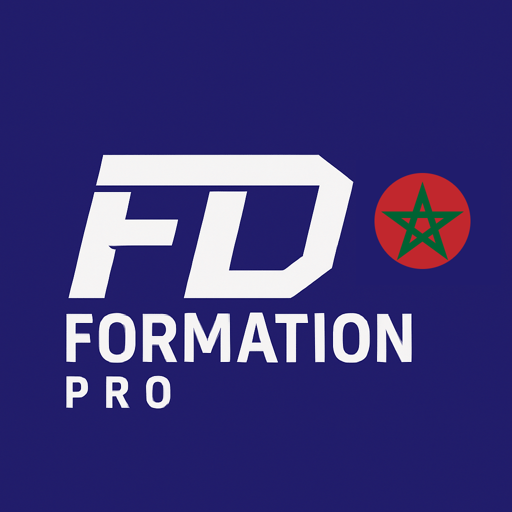 Logo FD Formation Pro sur fond bleu marine, formations en esthétique automobile pour les Marocains